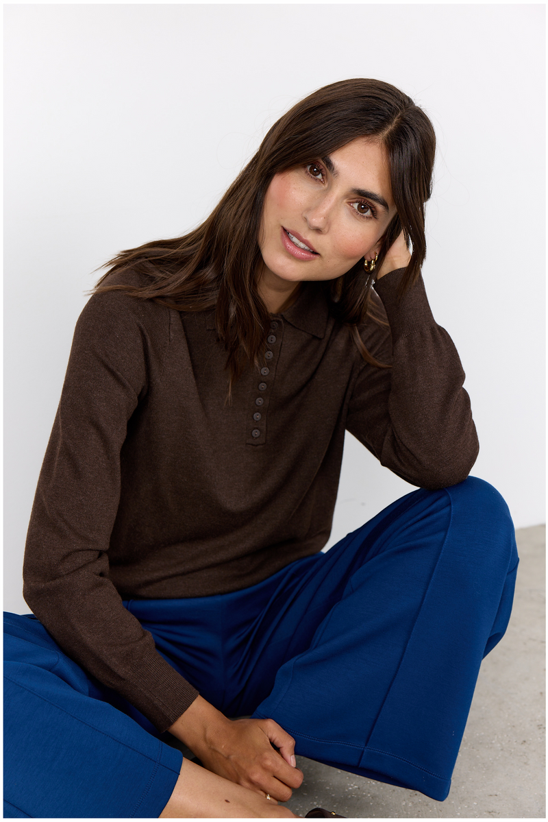 SOYACONCEPT Polokragen Pullover Dunkelbraun