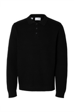 SELECTED HOMME Strick Polo Pullover Black