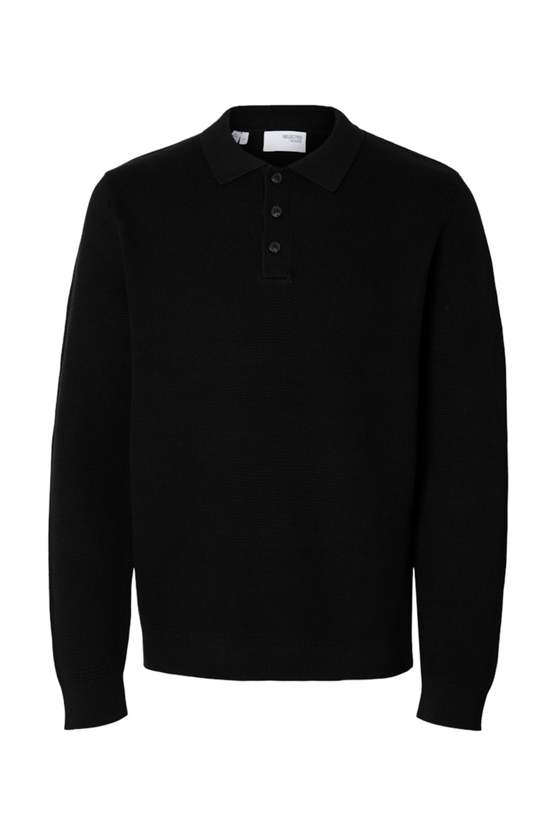SELECTED HOMME Strick Polo Pullover Black