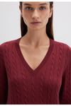 MAVI V Neck Zopf Pullover Dunkelrot