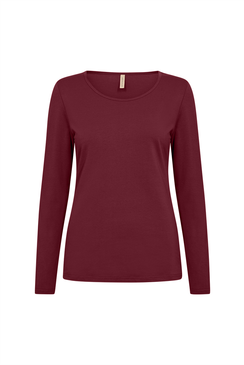 SOYACONCEPT Basic Langarm T-Shirt Bordeaux