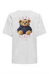 ONLY Backprint T-Shirt Light Grey Melange Cozy Bear