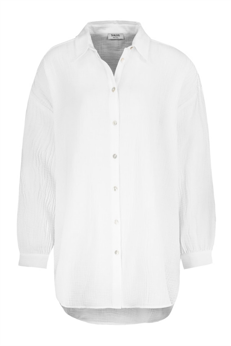SUBLEVEL Musselin Bluse White