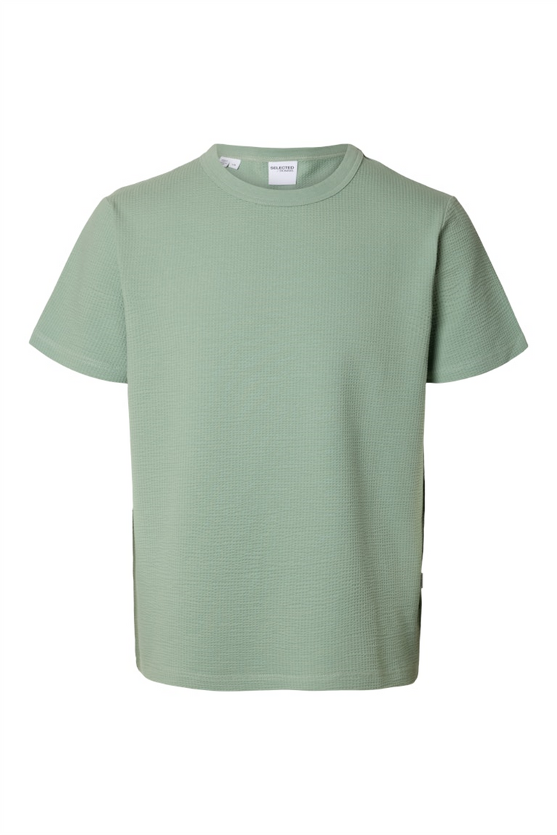 SELECTED HOMME Seersucker T-Shirt Iceberg Green