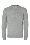 SELECTED HOMME Struktur Zopf Pullover Medium Grey Melange
