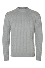 SELECTED HOMME Struktur Zopf Pullover Medium Grey Melange