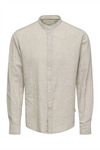 ONLY & SONS Leinen Stehkragen Hemd Chinchilla