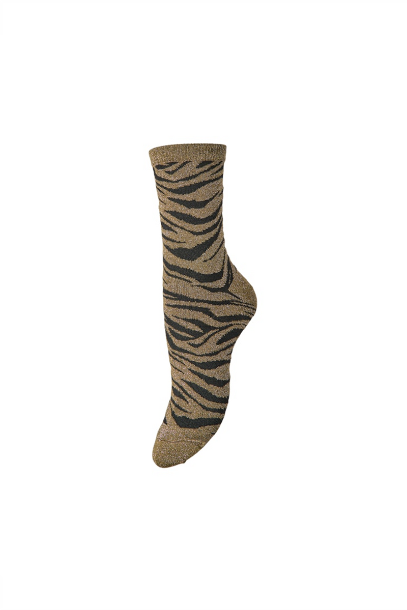 PIECES Glitzer Zebra Socken Military Olive