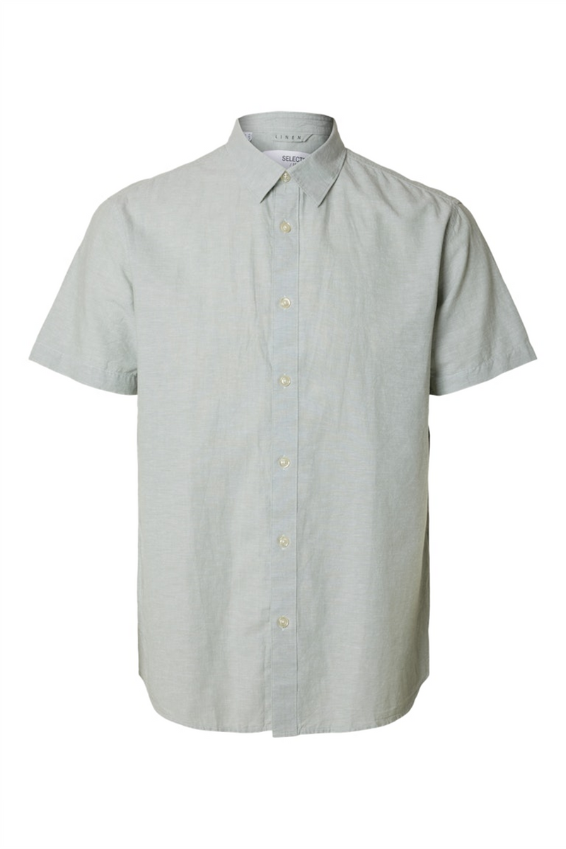 SELECTED HOMME Leinen Kurzarm Hemd Iceberg Green