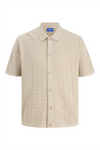 JACK & JONES Kurzarm Strick Polo Hemd Safari Melange
