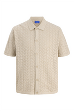 JACK & JONES Kurzarm Strick Polo Hemd Safari Melange