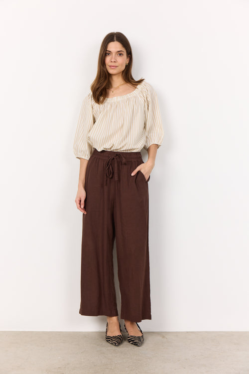 SOYACONCEPT Leinen Hose Dunkelbraun