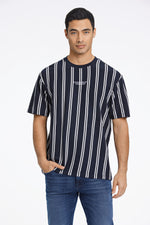 LINDBERGH Oversize Stripe T-Shirt Navy