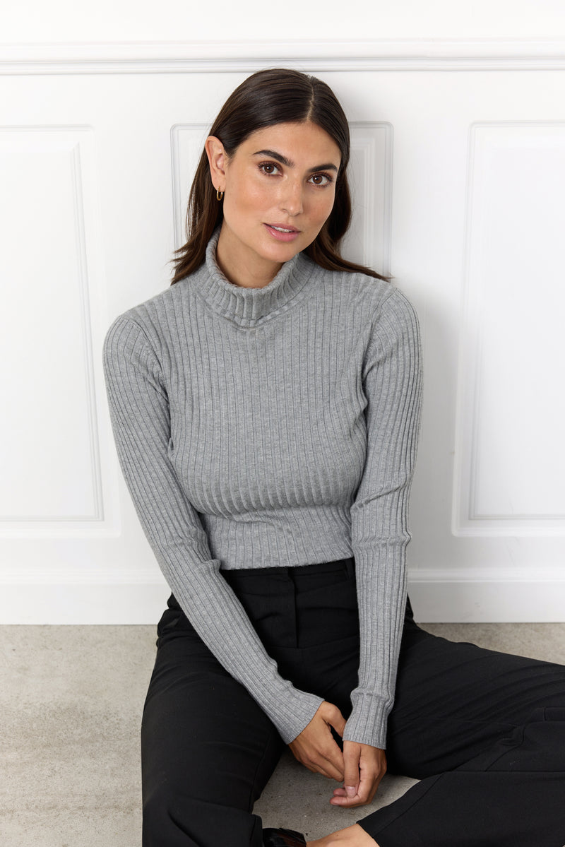 SOYACONCEPT Rollkragen Pullover Hellgrau