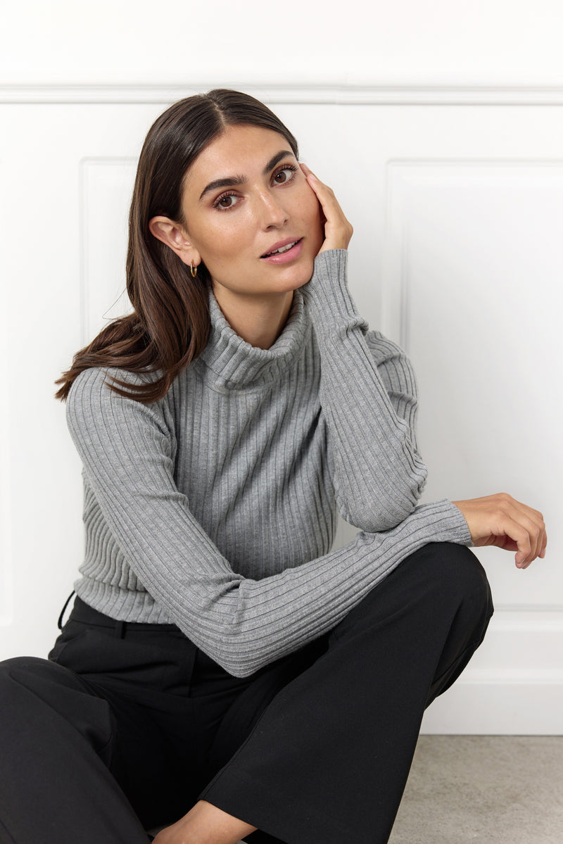 SOYACONCEPT Rollkragen Pullover Hellgrau