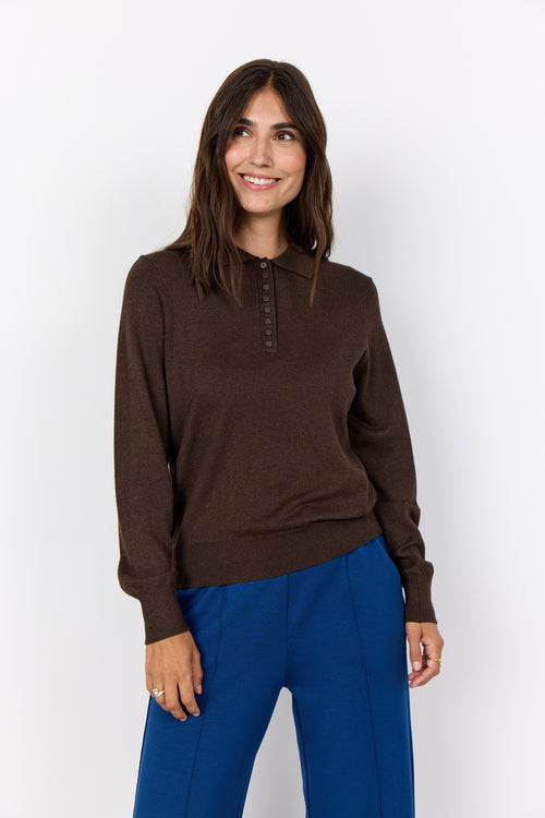 SOYACONCEPT Polokragen Pullover Dunkelbraun