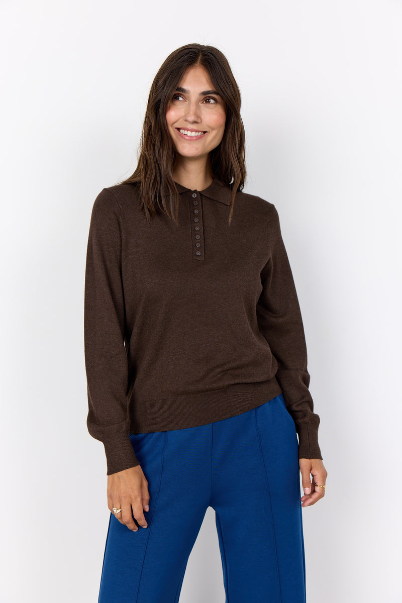 SOYACONCEPT Polokragen Pullover Dunkelbraun