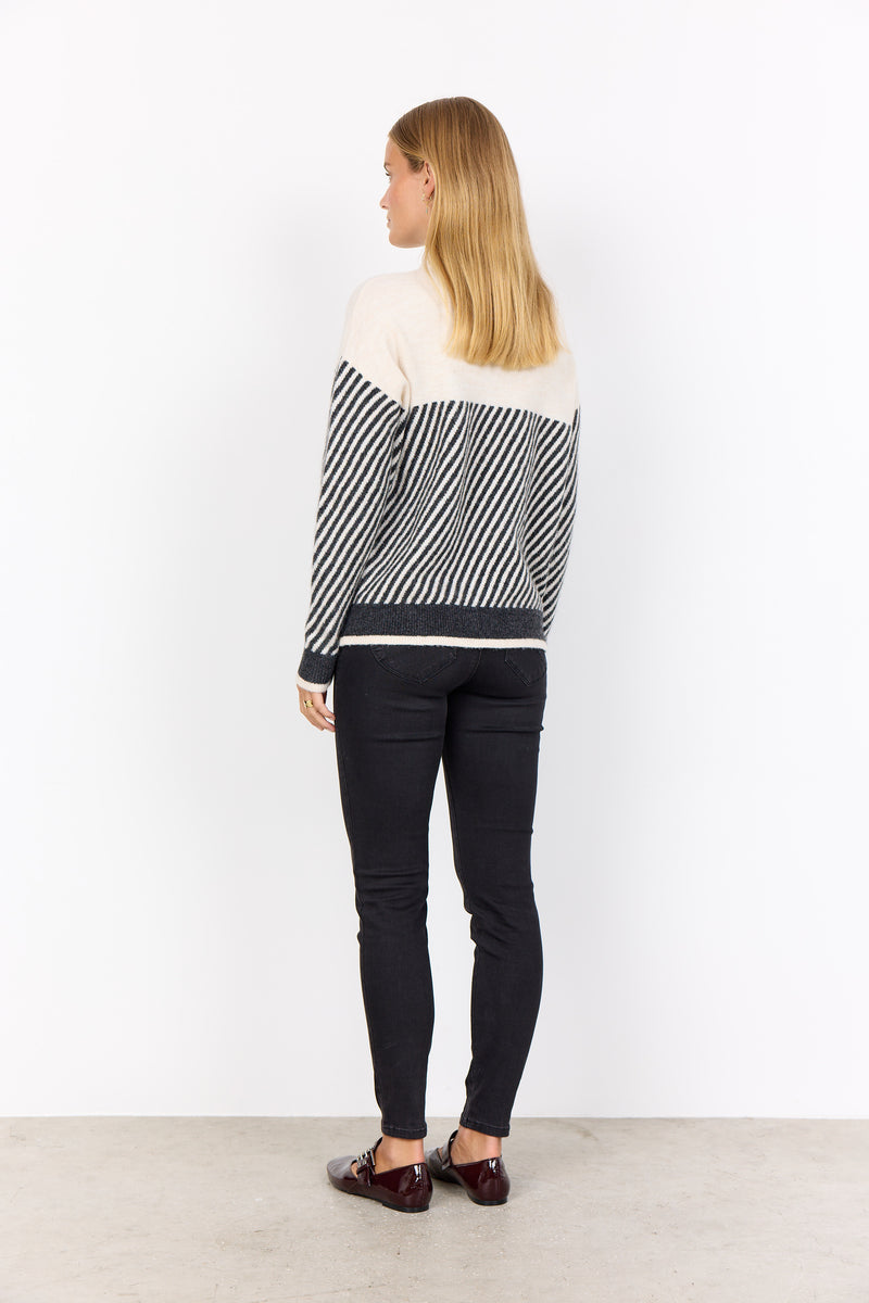 SOYACONCEPT Stehkragen Streifen Pullover Creme