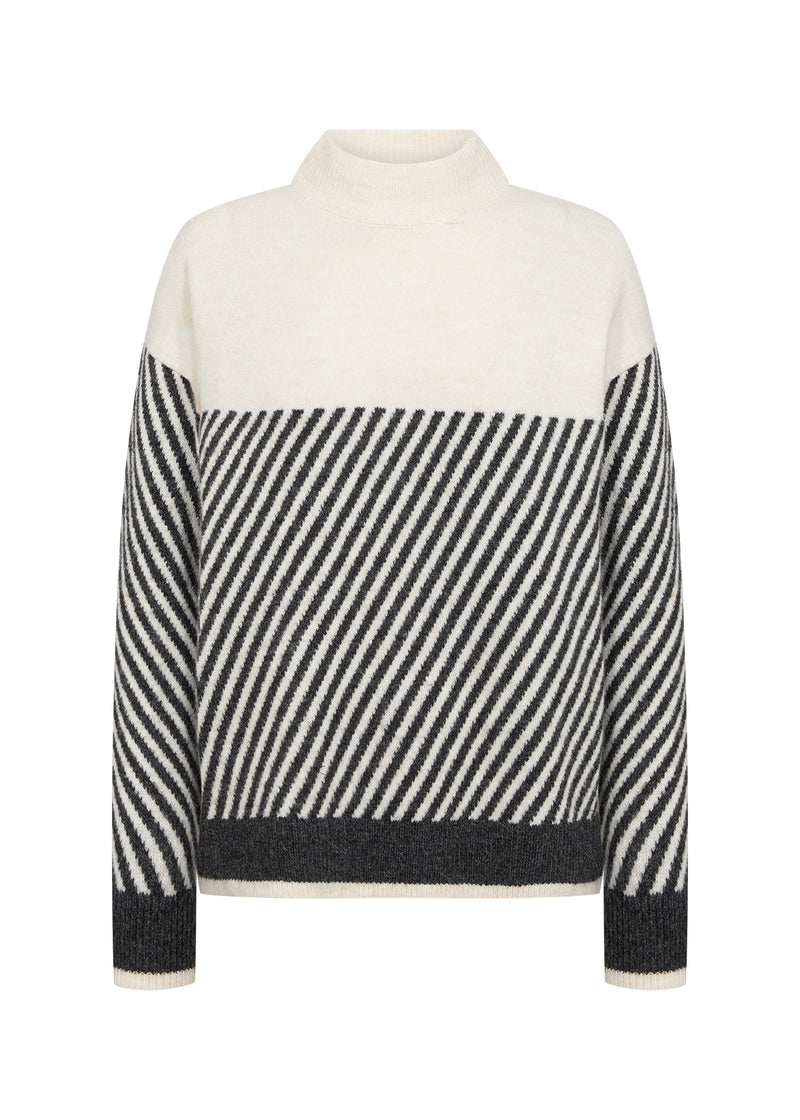 SOYACONCEPT Stehkragen Streifen Pullover Creme