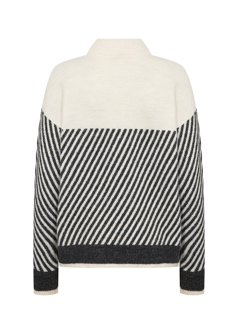 SOYACONCEPT Stehkragen Streifen Pullover Creme