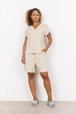 SOYACONCEPT Leinen Blusenshirt Helles Sand