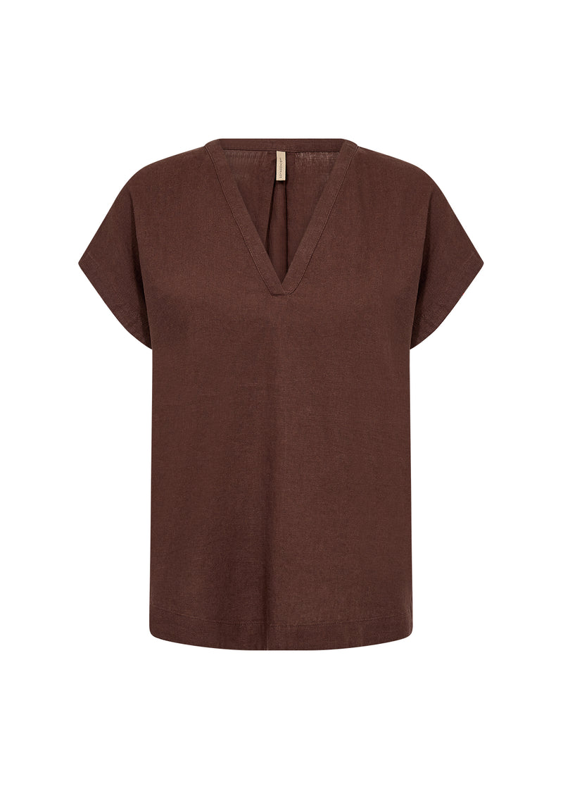 SOYACONCEPT Leinen Blusenshirt Dunkelbraun