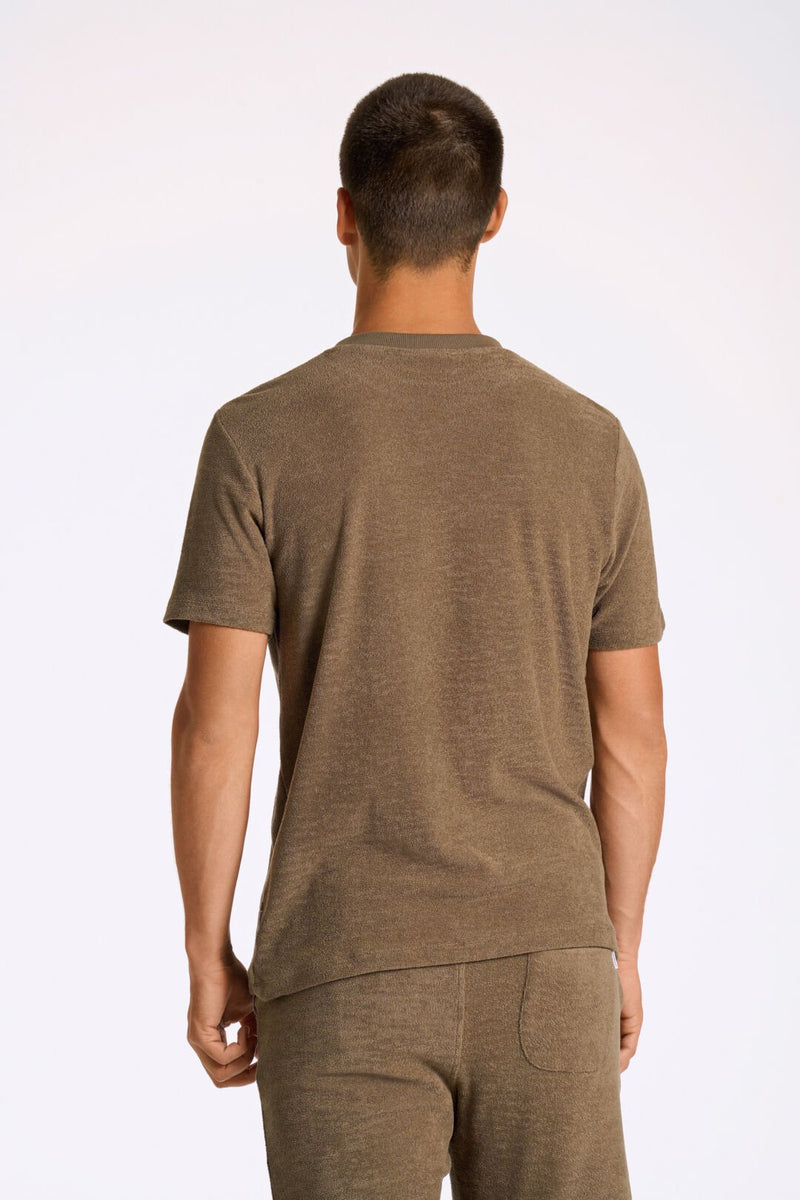 LINDBERGH Frottee Relax Fit T-Shirt Dk Stone