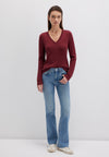 MAVI V Neck Zopf Pullover Dunkelrot