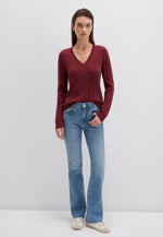 MAVI V Neck Zopf Pullover Dunkelrot