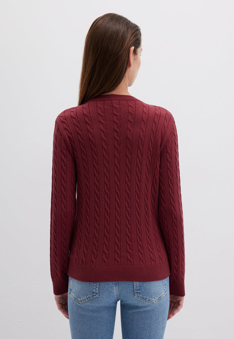 MAVI V Neck Zopf Pullover Dunkelrot