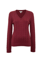 MAVI V Neck Zopf Pullover Dunkelrot