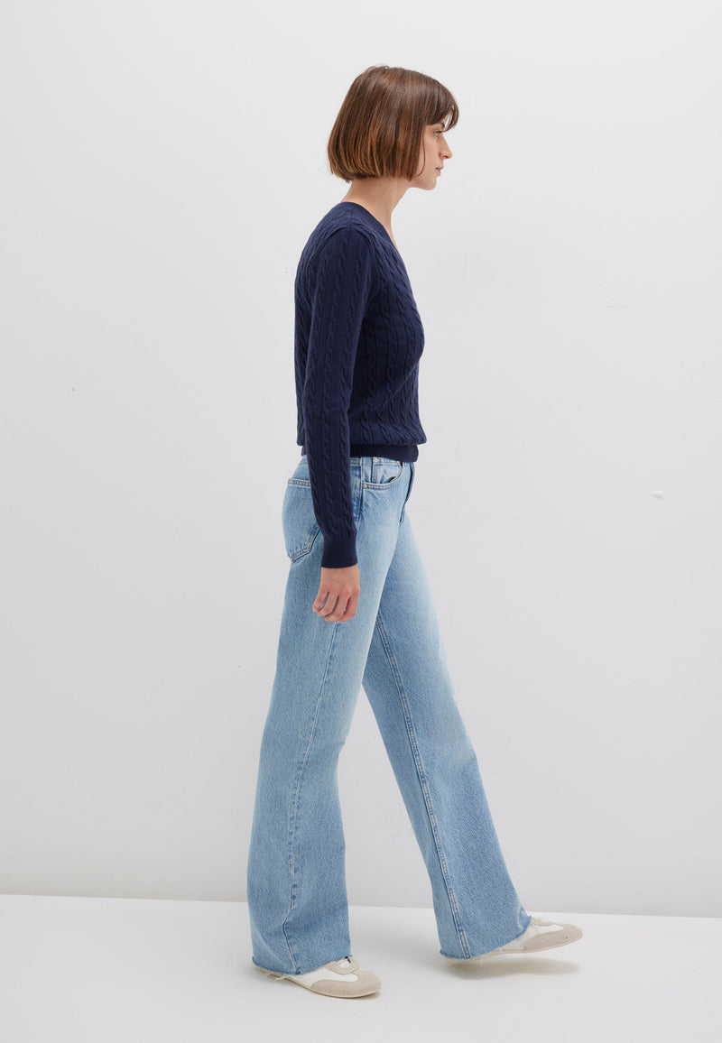 MAVI V Neck Zopf Pullover Dunkelblau