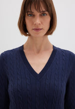 MAVI V Neck Zopf Pullover Dunkelblau