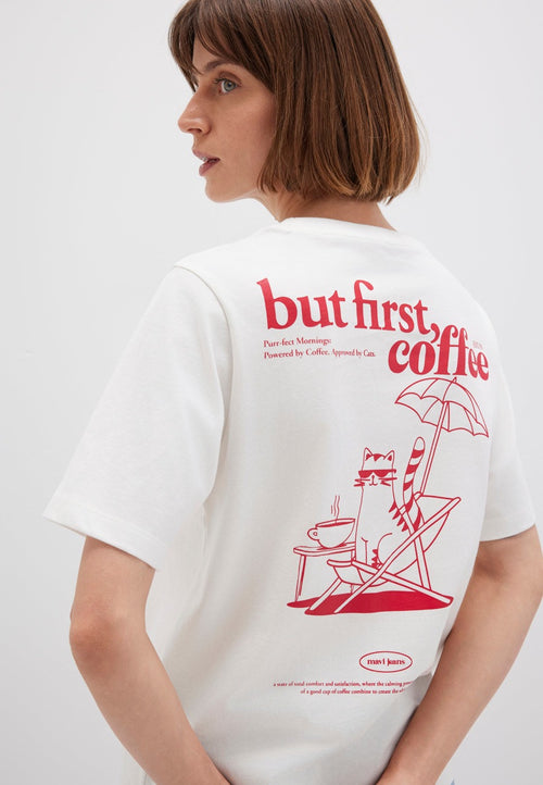 MAVI Backprint T-Shirt mit Katzen Print Weiss