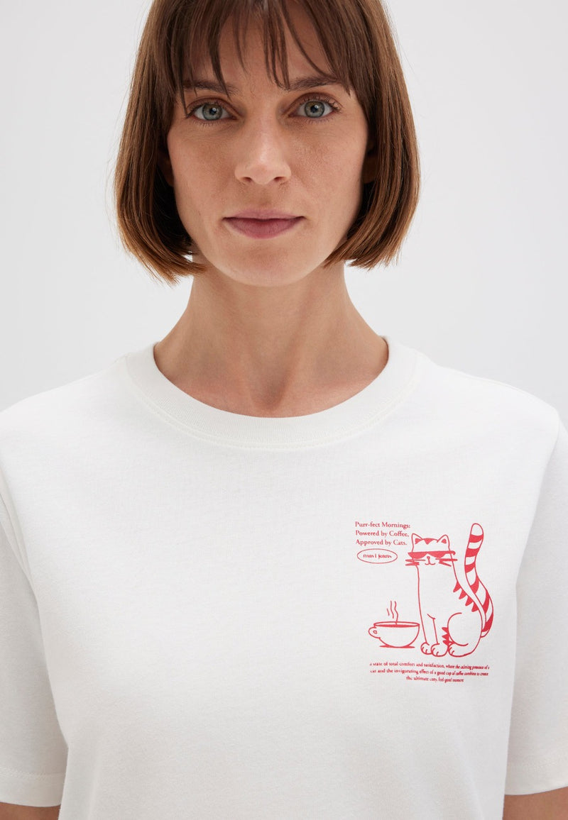 MAVI Backprint T-Shirt mit Katzen Print Weiss