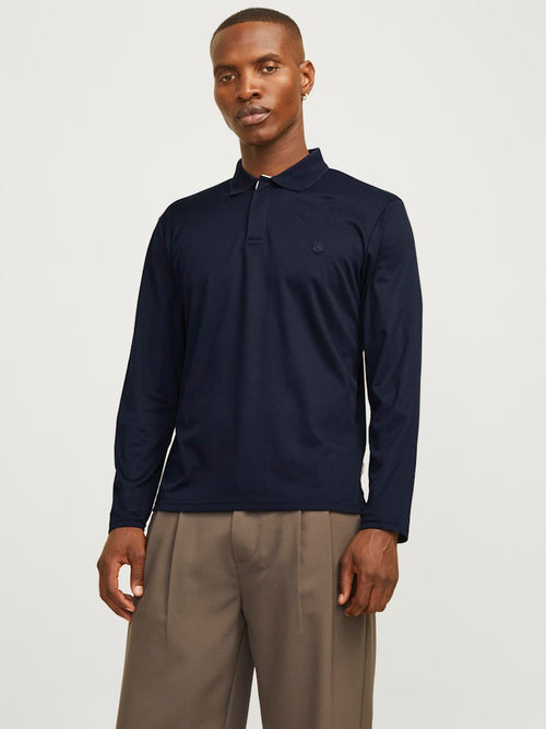 JACK & JONES Langarm Poloshirt Night Sky