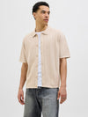 JACK & JONES Kurzarm Strick Polo Hemd Safari Melange