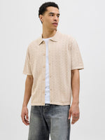 JACK & JONES Kurzarm Strick Polo Hemd Safari Melange