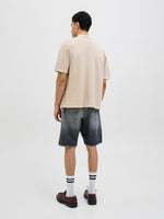 JACK & JONES Kurzarm Strick Polo Hemd Safari Melange