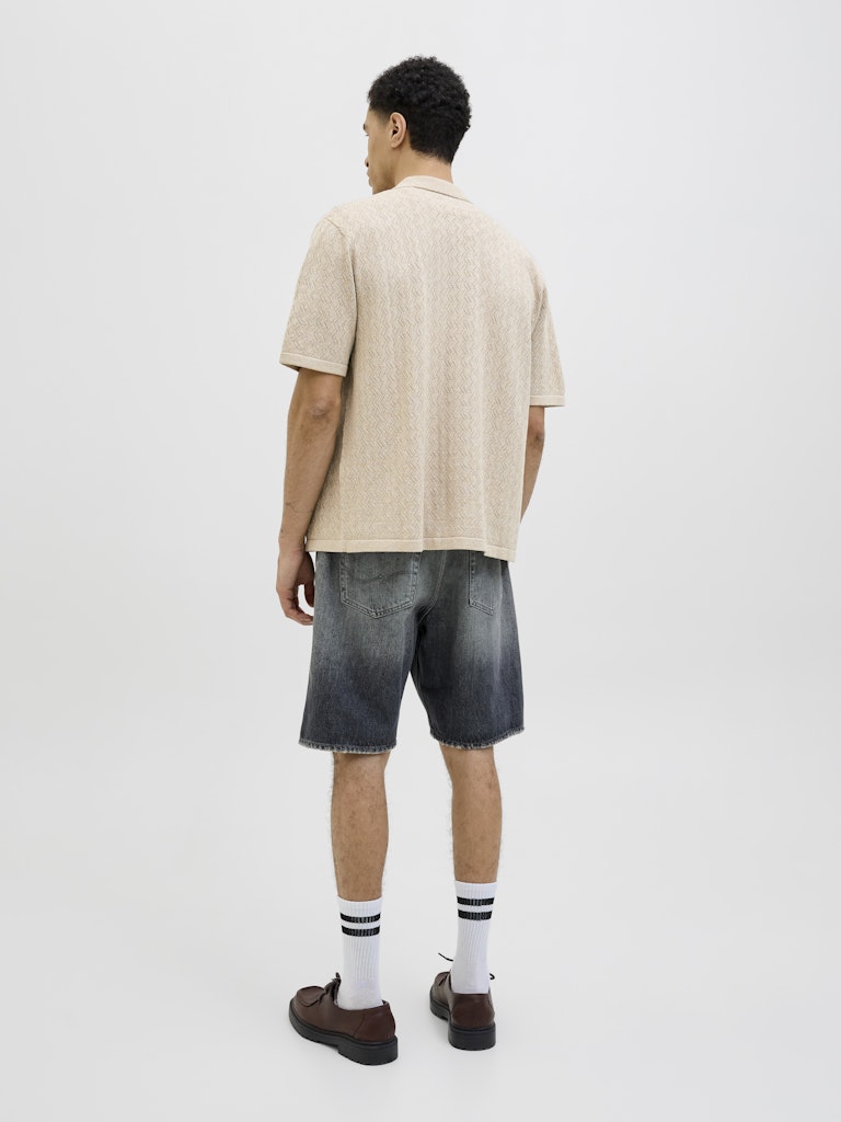 JACK & JONES Kurzarm Strick Polo Hemd Safari Melange