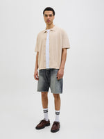 JACK & JONES Kurzarm Strick Polo Hemd Safari Melange