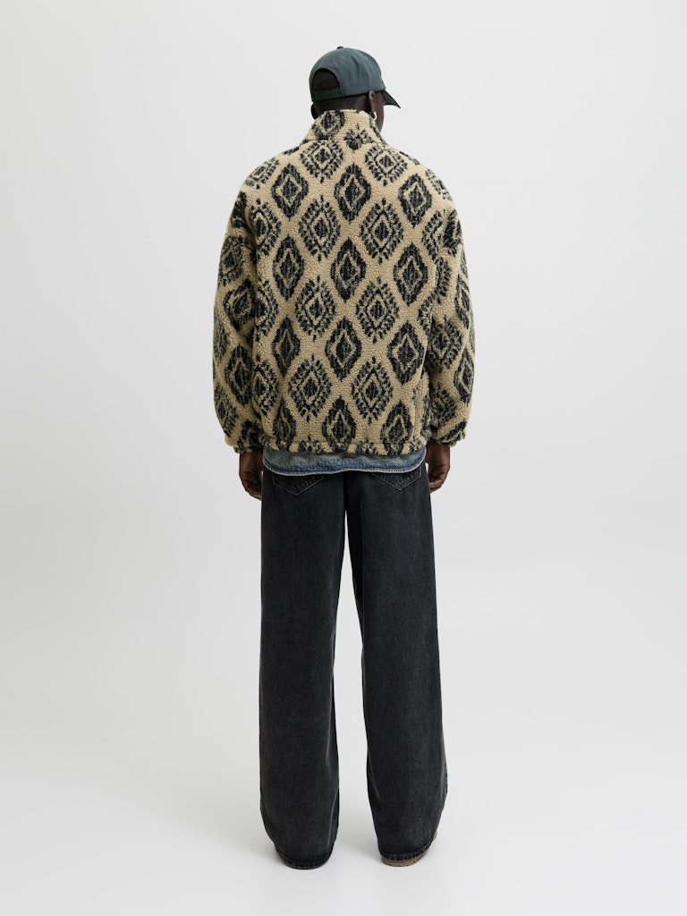 JACK & JONES Half Zip Teddy Hoodie Mocha Meringue