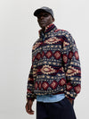 JACK & JONES Half Zip Teddy Hoodie Navy Blazer