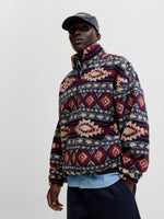 JACK & JONES Half Zip Teddy Hoodie Navy Blazer