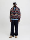 JACK & JONES Half Zip Teddy Hoodie Navy Blazer