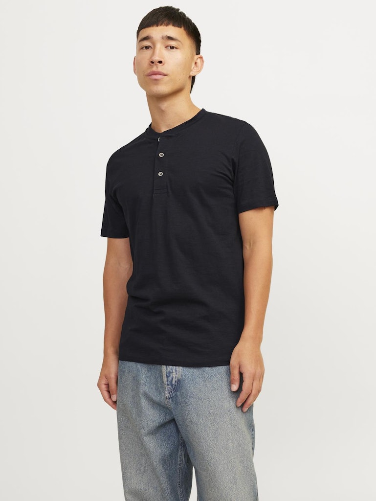 JACK & JONES Henley T-Shirt Black