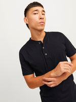 JACK & JONES Henley T-Shirt Black