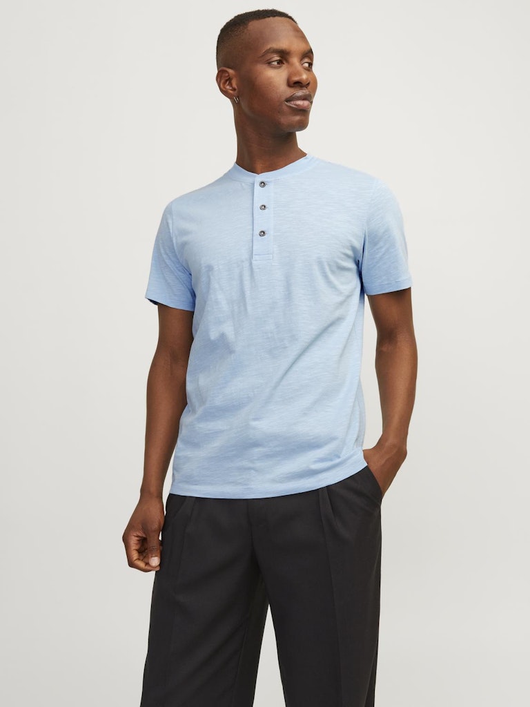 JACK & JONES Henley T-Shirt Cerulean