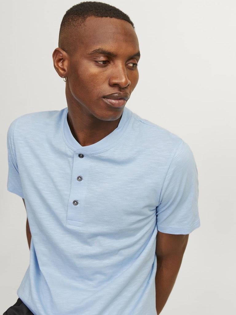 JACK & JONES Henley T-Shirt Cerulean