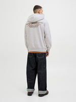 JACK & JONES Backprint Hoodie White Melange